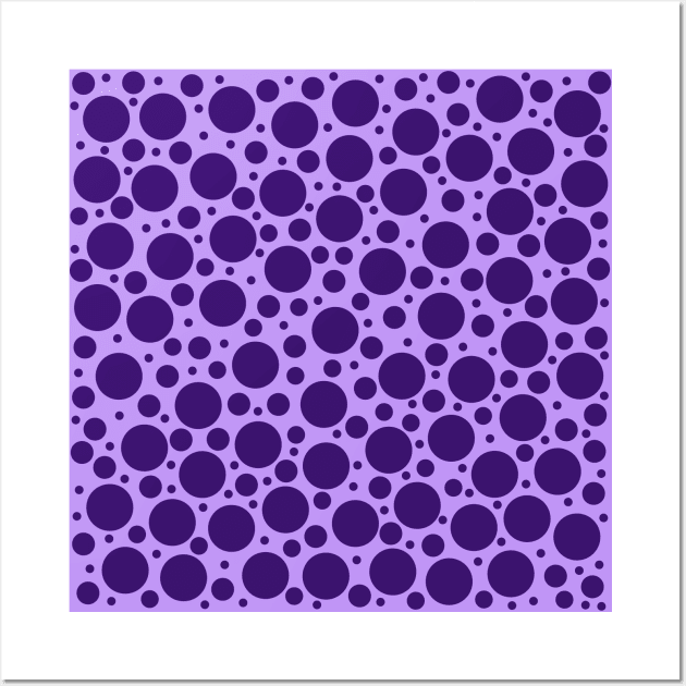 Random Polka Dots in Purples Wall Art by Whoopsidoodle